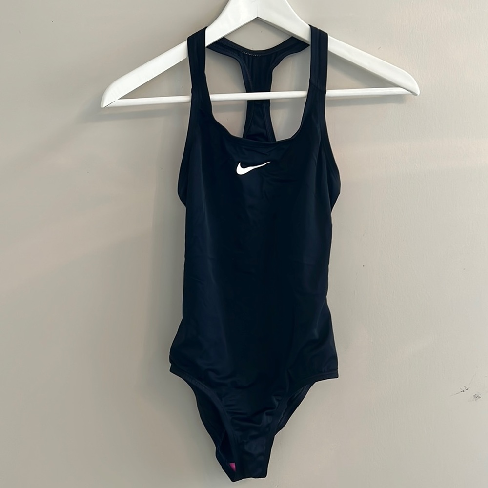 Black NIKE one-piece w pink lining.